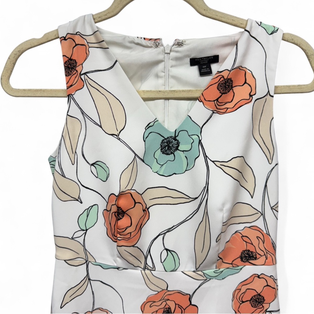 Ann Taylor Factory Petite Floral Sheath Dress 00P - Coral Poppy Bloomcore - Picture 5 of 9